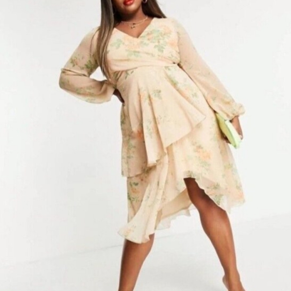 ASOS Curve Peach Floral Dress
